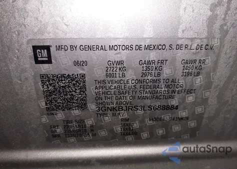 2020 Chevrolet Blazer Awd 3Lt z USA, uszkodzony, nr VIN 3GNKBJRS3LS688884